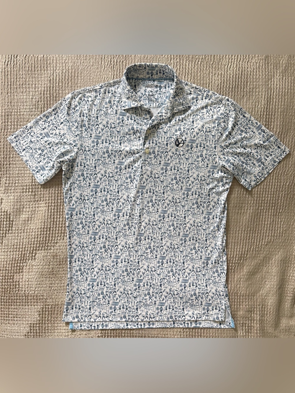 johnnie-O The Tailgater Polo Men’s S White Football Print Performance